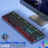 Cracked K880 Hot Swappable Mechanical Keyboard, Esports Game, Green Axis Office Computer Keyboard, Wired Mechanical Keyboard